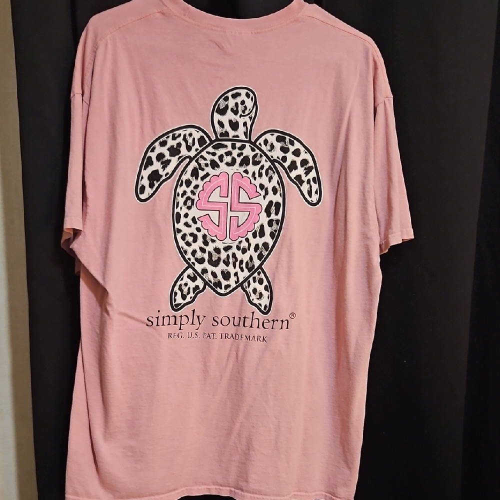 Simply Southern Pink Leopard Turtle Tee